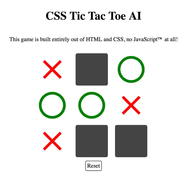 CSS Tic Tac Toe ❌