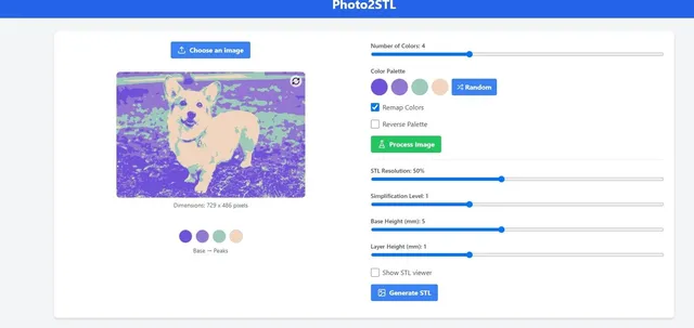 Screenshot of Img2Stl Generator
