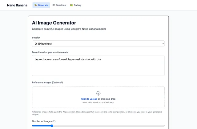 Screenshot of Personal Nano Banana
