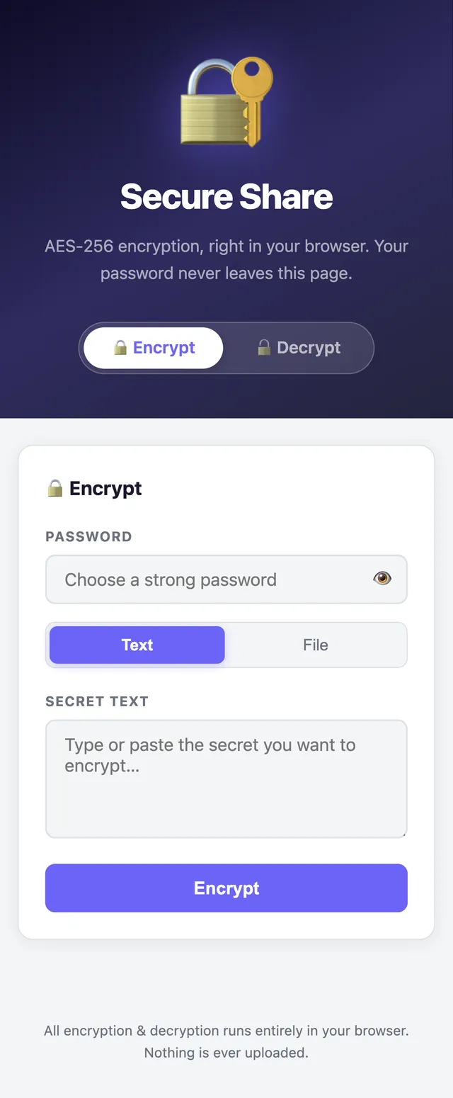 Screenshot of Secure Share
