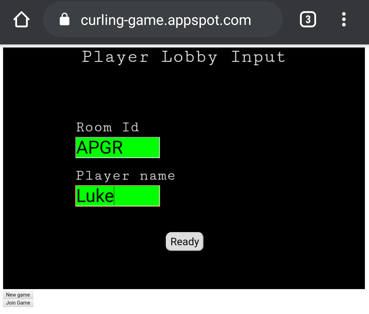 Screenshot of "Curling Game"